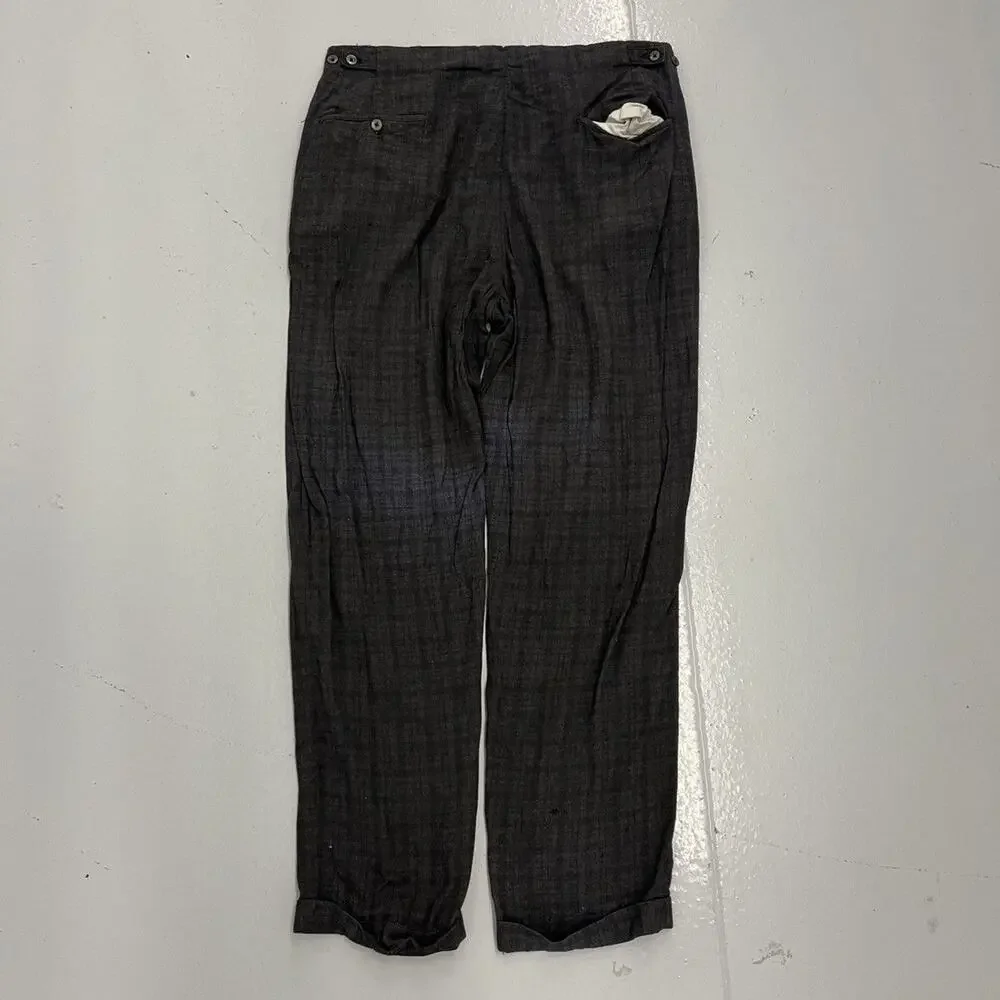 Vintage 60s Levi's Big E Navy Plaid Rayon Trousers 32x27